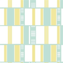 Grid Lock Mint Green & Lime Retro Wallpaper