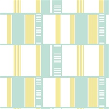 Grid Lock Mint Green & Lime Retro Wallpaper