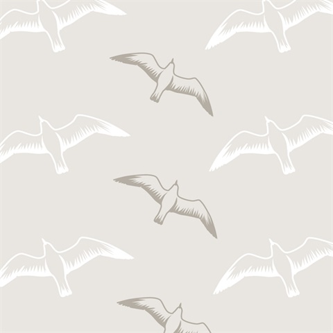 Gulls - Stone colourway wallpaper