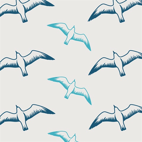 Gulls - Washed Denim colourway wallpaper