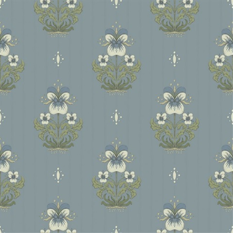 Gullvie Light Blue Pansies Wallpaper