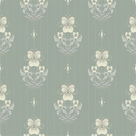 Gullvie Seafoam Pansies Wallpaper