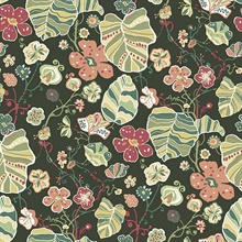 Gwyneth Dark Green Boho Chic Pop Floral Wallpaper