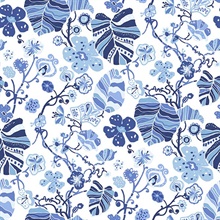 Gwyneth Indigo Boho Chic Pop Floral Wallpaper