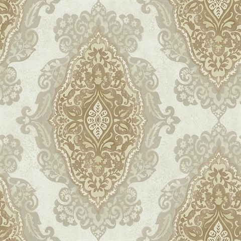 Gypsy Medallion Beige & Taupe Wallpaper