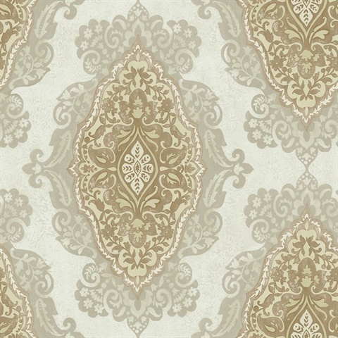 Gypsy Medallion Beige & Taupe Wallpaper