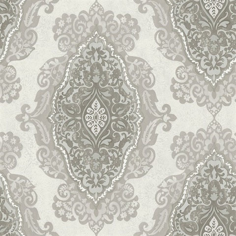 Gypsy Medallion Grey Wallpaper