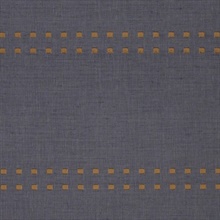 H : Studs And Stripes Horizontal Brass on Oxford Blue Canvas Linen
