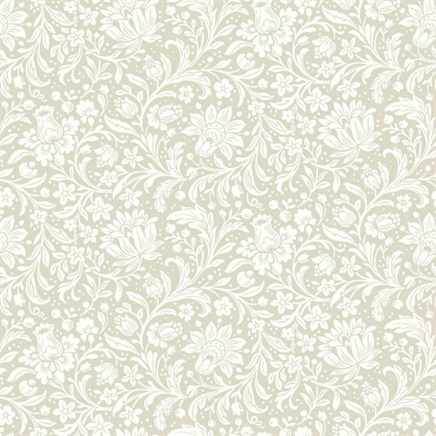 Hague Beige Floral Trail Wallpaper