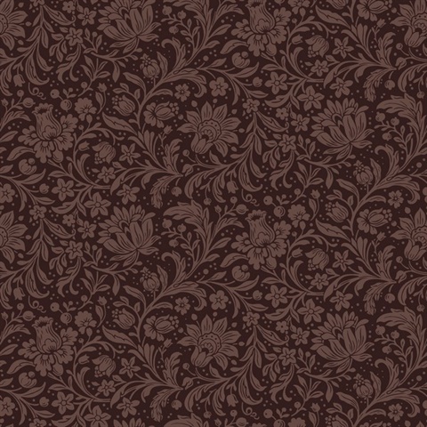 Hague Burgundy Floral Trail Wallpaper