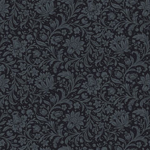 Hague Dark Blue Floral Trail Wallpaper