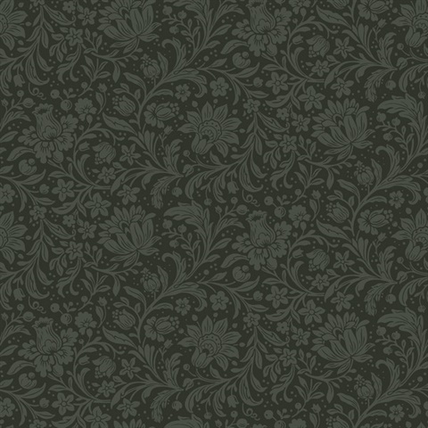 Hague Dark Green Floral Trail Wallpaper