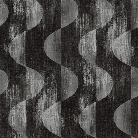 Half Circles Charcoal Peel and Stick Wallpaper