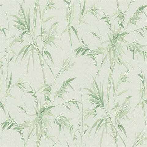 Hali Light Green Leaf Reeds Wallpaper