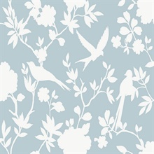 Hampton Blue Kauai Bird Toile Wallpaper