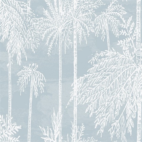 Hampton Blue Palm Tree Grove Wallpaper
