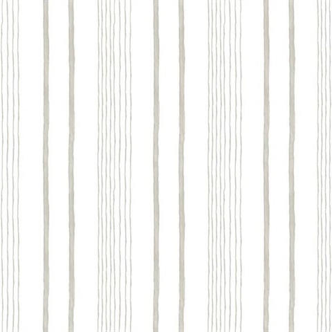 Hand Drawn Stripe Beige Wallpaper