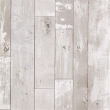 Harbored Light Grey Weathered Textured Wood Panel Wallpaper