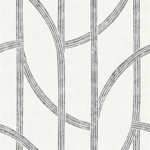 Harlow Black and White Curved Contours Wallpaper