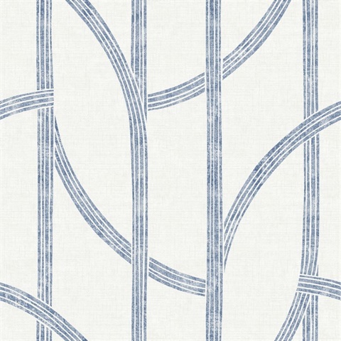 Harlow Indigo Curved Contours Wallpaper