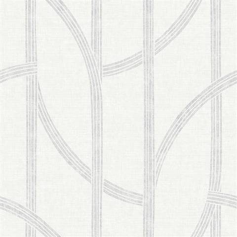 Harlow Silver Curved Contours Wallpaper