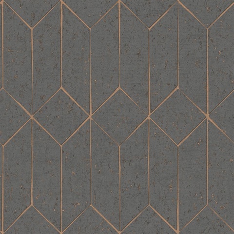 Hayden Charcoal Textured Concrete Foil Trellis Wallpaper