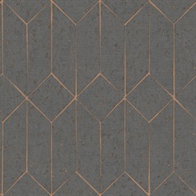 Hayden Charcoal Textured Concrete Foil Trellis Wallpaper