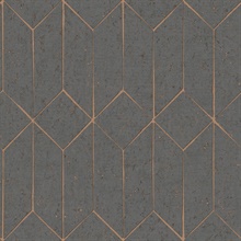 Hayden Charcoal Textured Concrete Foil Trellis Wallpaper