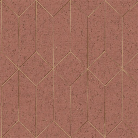 Hayden Rasberry Textured Concrete Foil Trellis Wallpaper