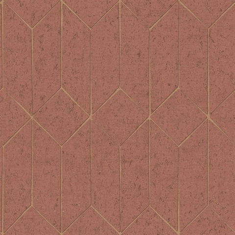 Hayden Rasberry Textured Concrete Foil Trellis Wallpaper
