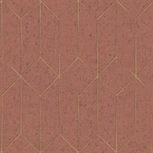 Hayden Rasberry Textured Concrete Foil Trellis Wallpaper