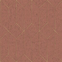 Hayden Rasberry Textured Concrete Foil Trellis Wallpaper