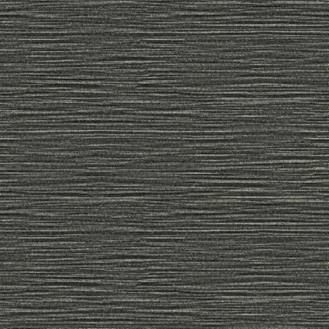 Hazen Black Shimmer Faux Grasscloth Wallpaper