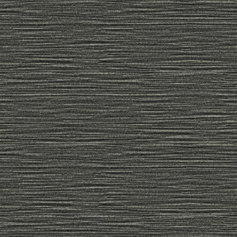 Hazen Black Shimmer Faux Grasscloth Wallpaper