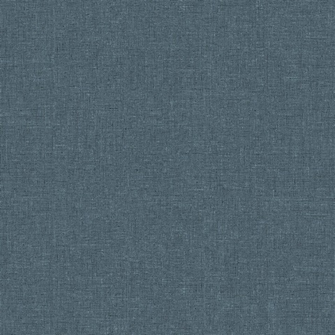 Heathered Linen Indigo Faux Fabric Wallpaper