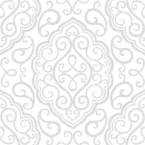 Heavenly Dove Damask Wallpaper