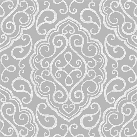 grey damask wrapping paper