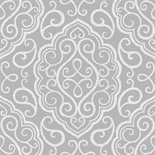 Heavenly Grey Damask Wallpaper