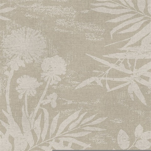 Hedda Taupe Botanical Wallpaper