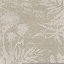 Hedda Taupe Botanical Wallpaper