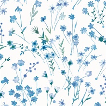 Heidi Blue Watercolor Floral Wallpaper