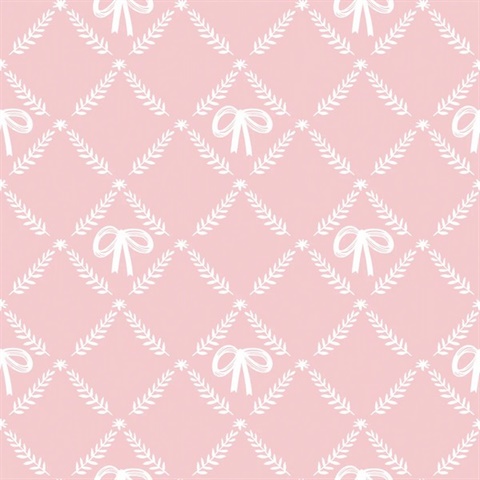 Heirloom Bow Trellis Pink Peel and Stick Wallpaper