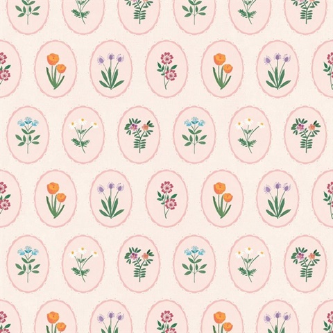 Heirloom Floral Medallions Blush Peel and Stick Wallpaper