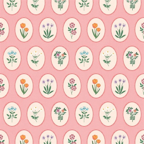 Heirloom Floral Medallions Pink Peel and Stick Wallpaper
