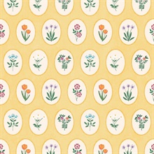 Heirloom Floral Medallions Yellow Peel and Stick Wallpaper