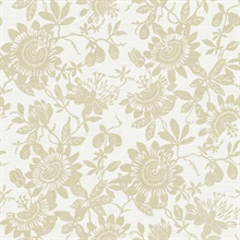 Helen Gold Textured Floral Trail Wallpaper