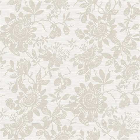 Helen Taupe Textured Floral Trail Wallpaper