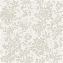 Helen Taupe Textured Floral Trail Wallpaper
