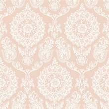 Helm Damask Blush Floral Medallion Floral Damask Wallpaper
