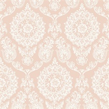 Helm Damask Blush Floral Medallion Floral Damask Wallpaper